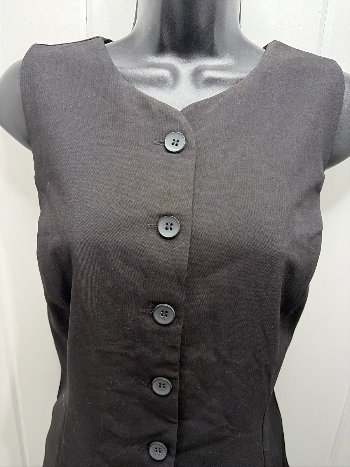 moa moa Vest Sz L Button Front v-neck Sleeveless Jacket Lined Minimalist Capsule