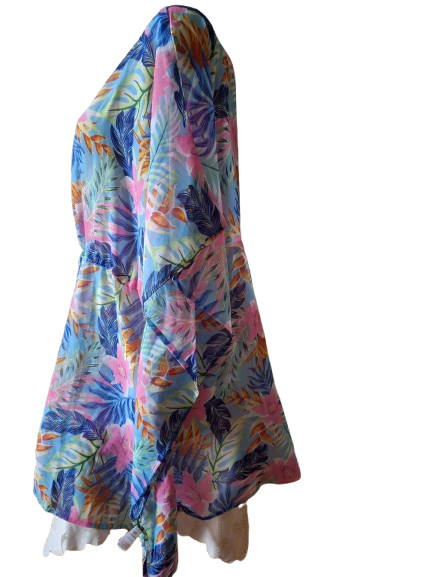 STUDIO UK Plus Size Tropical Floral Beach Tunic Kaftan Butterfly Sleeve 20 22