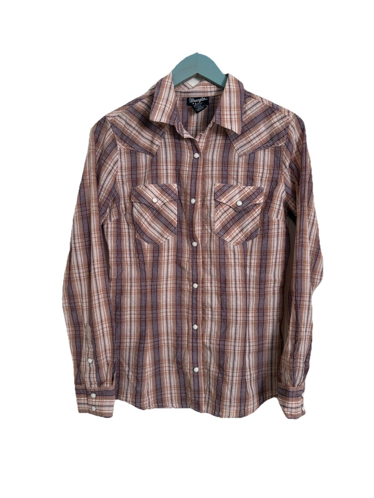 Wrangler Retro Pearl Snap Shirt Womens Size Small Plaid Cowboy Western Rodeo
