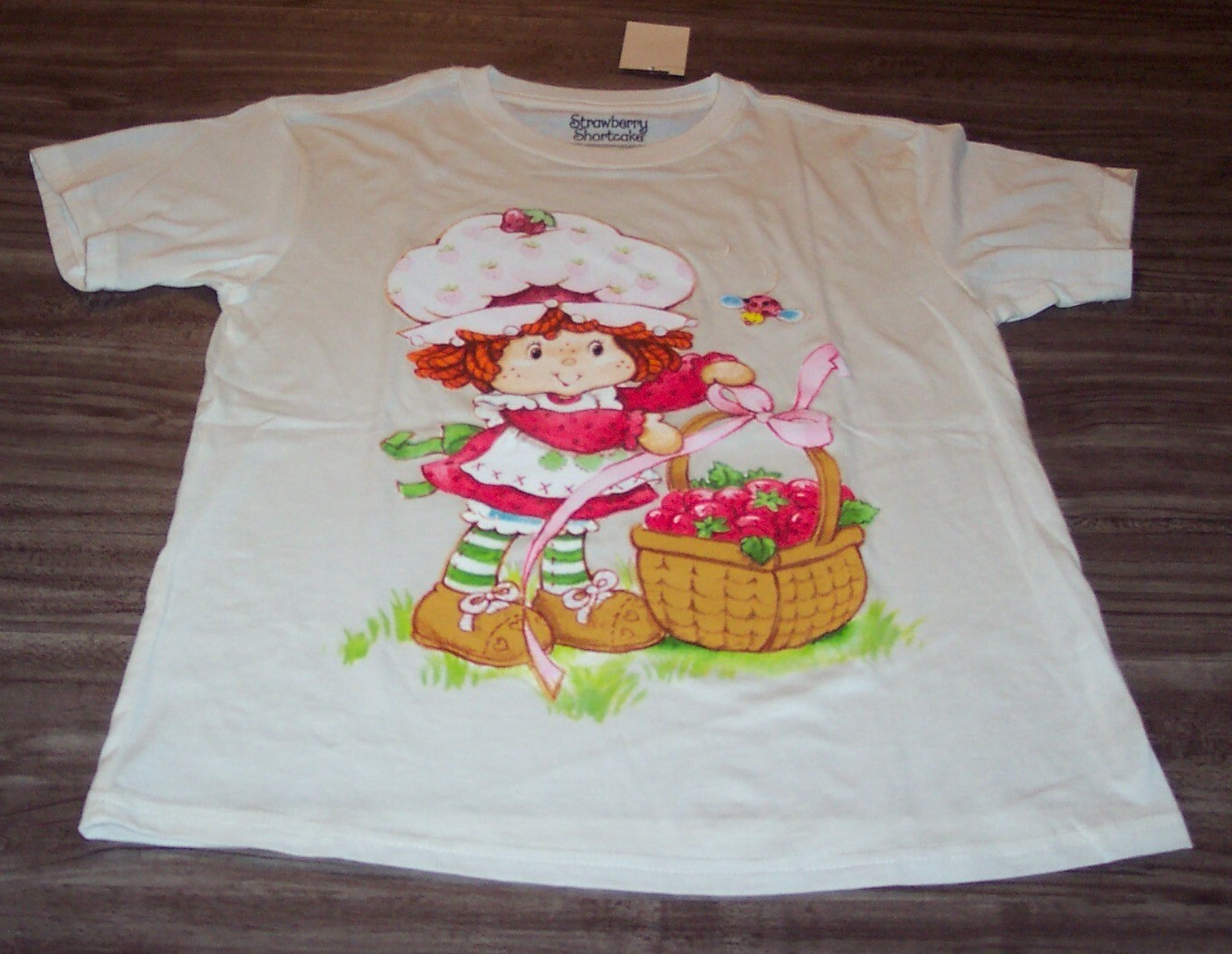 WOMEN’S TEEN Juniors VINTAGE 80’s STYLE STRAWBERRY SHORTCAKE T-shirt XS NEW