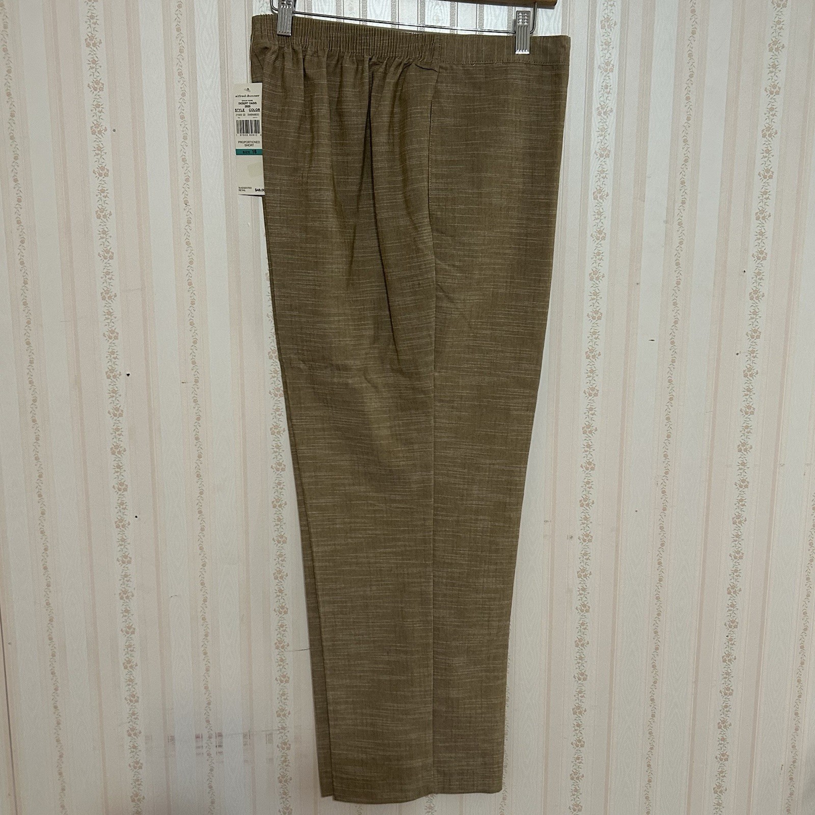 NWT Alfred Dunner Pants 16 Top Large Grandmacore Beige Floral NEW