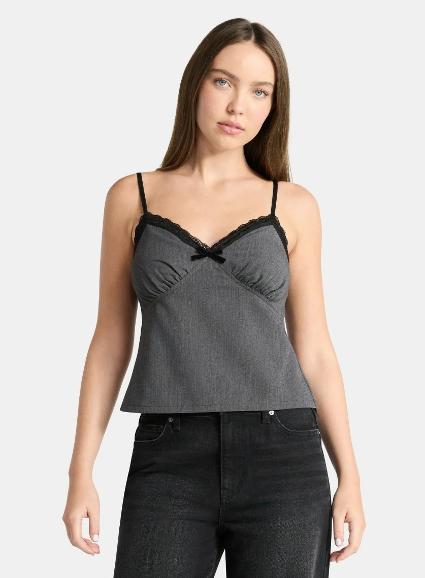 No Boundaries Women’s Size XL Charcoal Sweetheart Tank Top Adjustable Straps New
