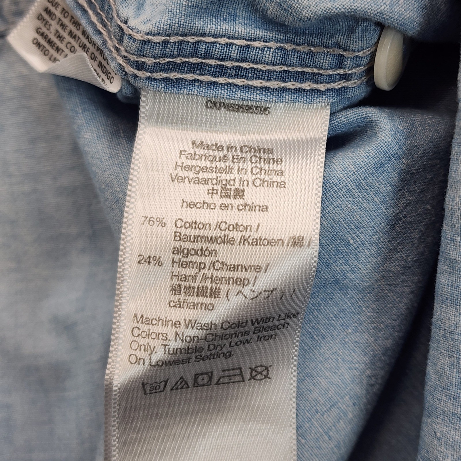Madewell Cotton Hemp Chambray Utility Button Down Relaxed Denim Shirt Medium