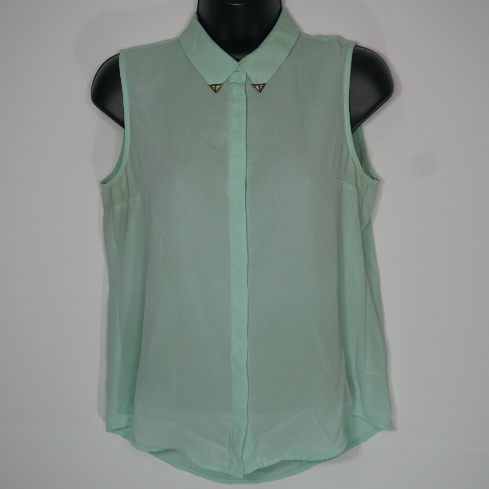 Womens Forever 21 Mint Blue Sleeveless Blouse Top Size Small Preowned