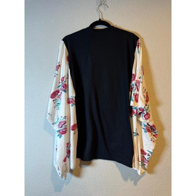 TeeTurtle Upcycled I Craft Because Murder Is Frowned Upon Floral Sleeve Top O/S