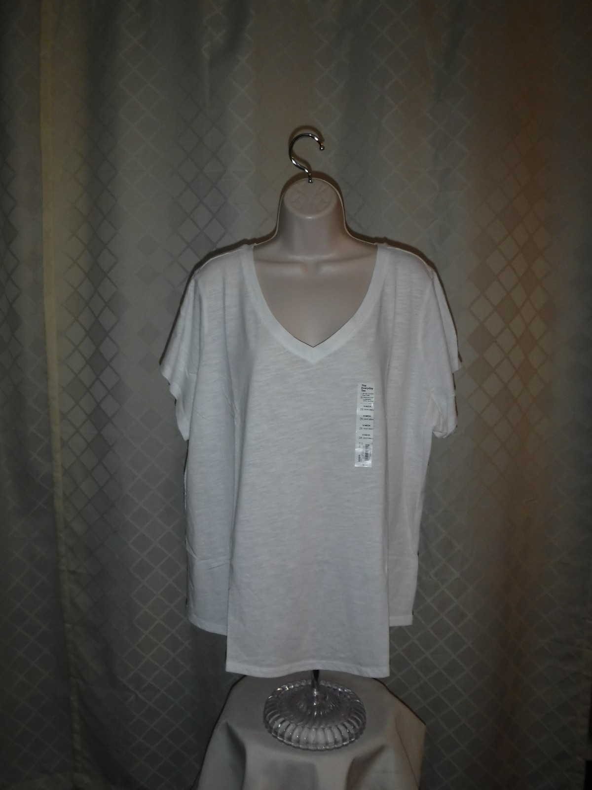 Size Plus Short Sleeve V Neck Women T-Shirts,3X,2X,1X, Sonoma Multi Color, Solid