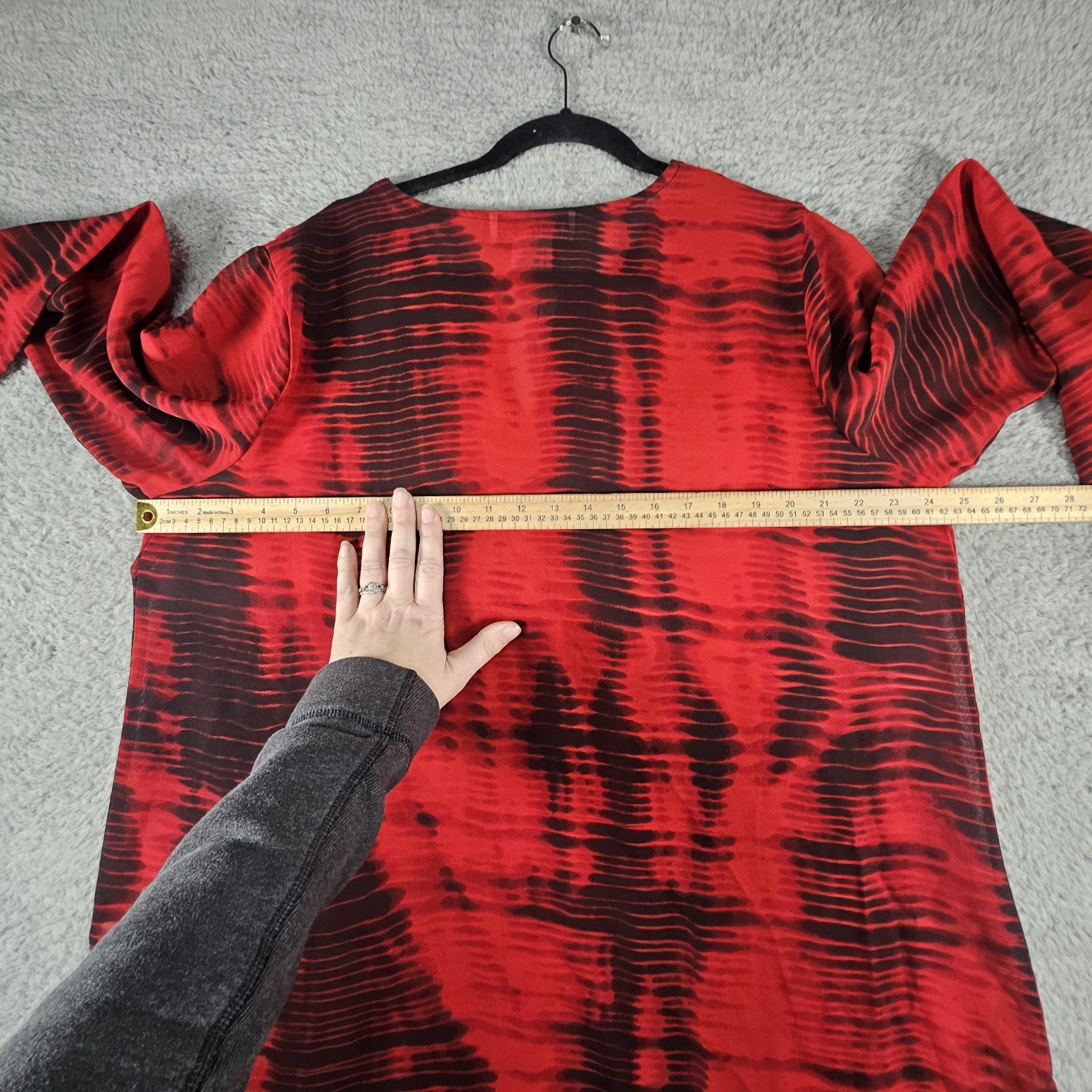 Vintage Tunic Top Womens 18 Red Tie Dye Beaded Embroidered Sheer Whimsigoth Swim