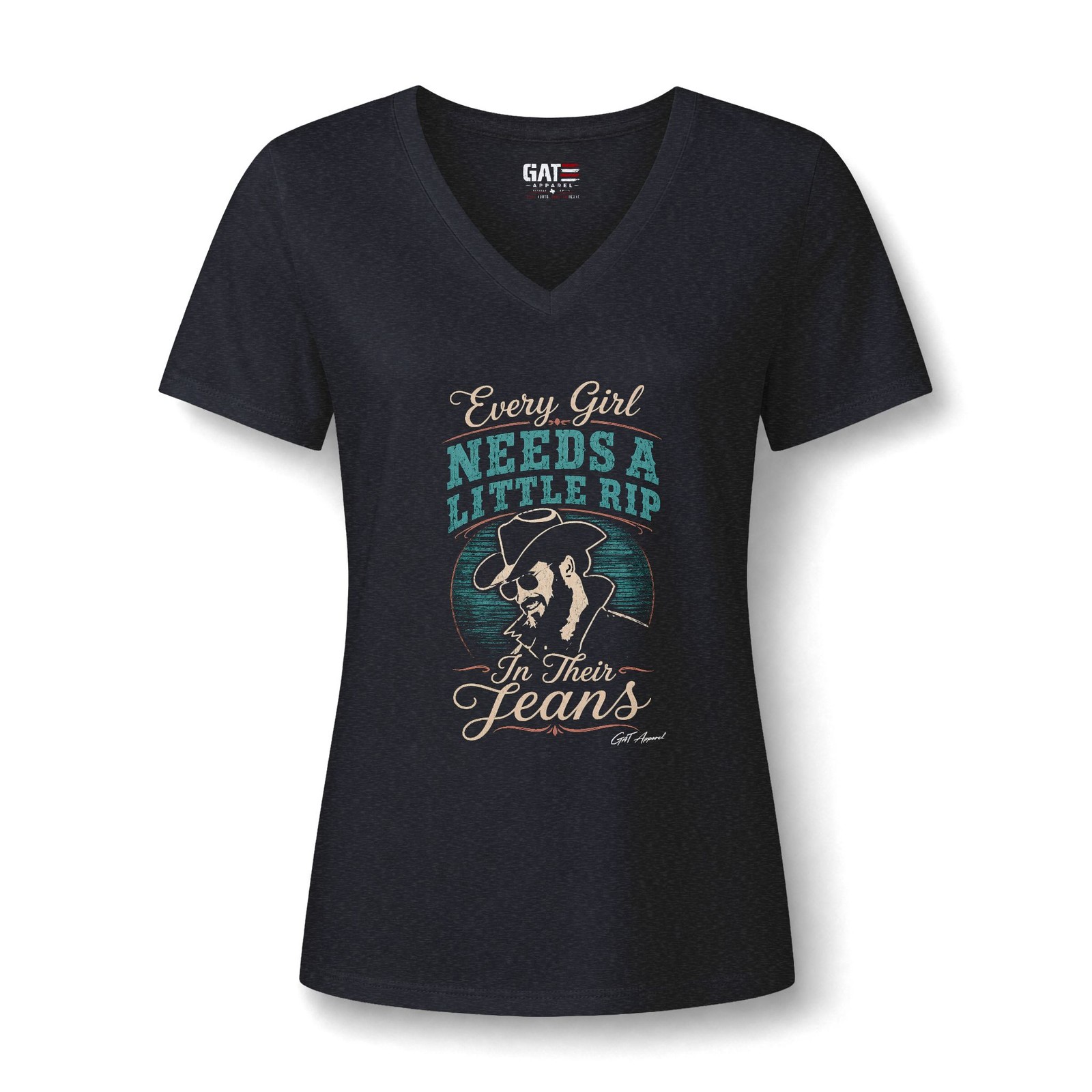 Every Girl Needs a Little Rip in Their Jeans V-Neck Tee