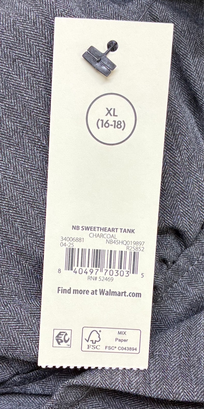 No Boundaries Women’s Size XL Charcoal Sweetheart Tank Top Adjustable Straps New