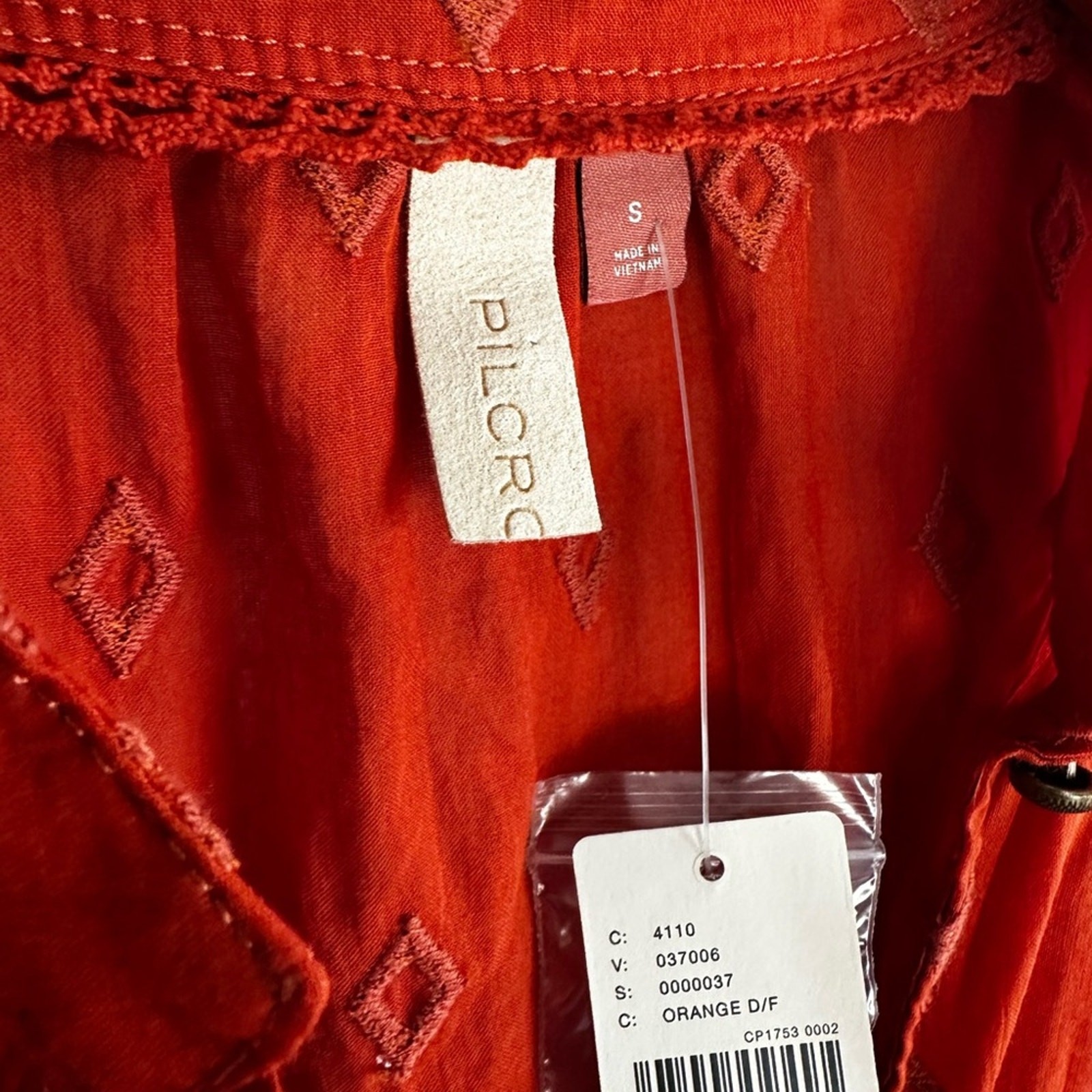 NEW Anthropologie Pilcro Tiered Tunic Top Rust Orange Boho Copper Button Aztec