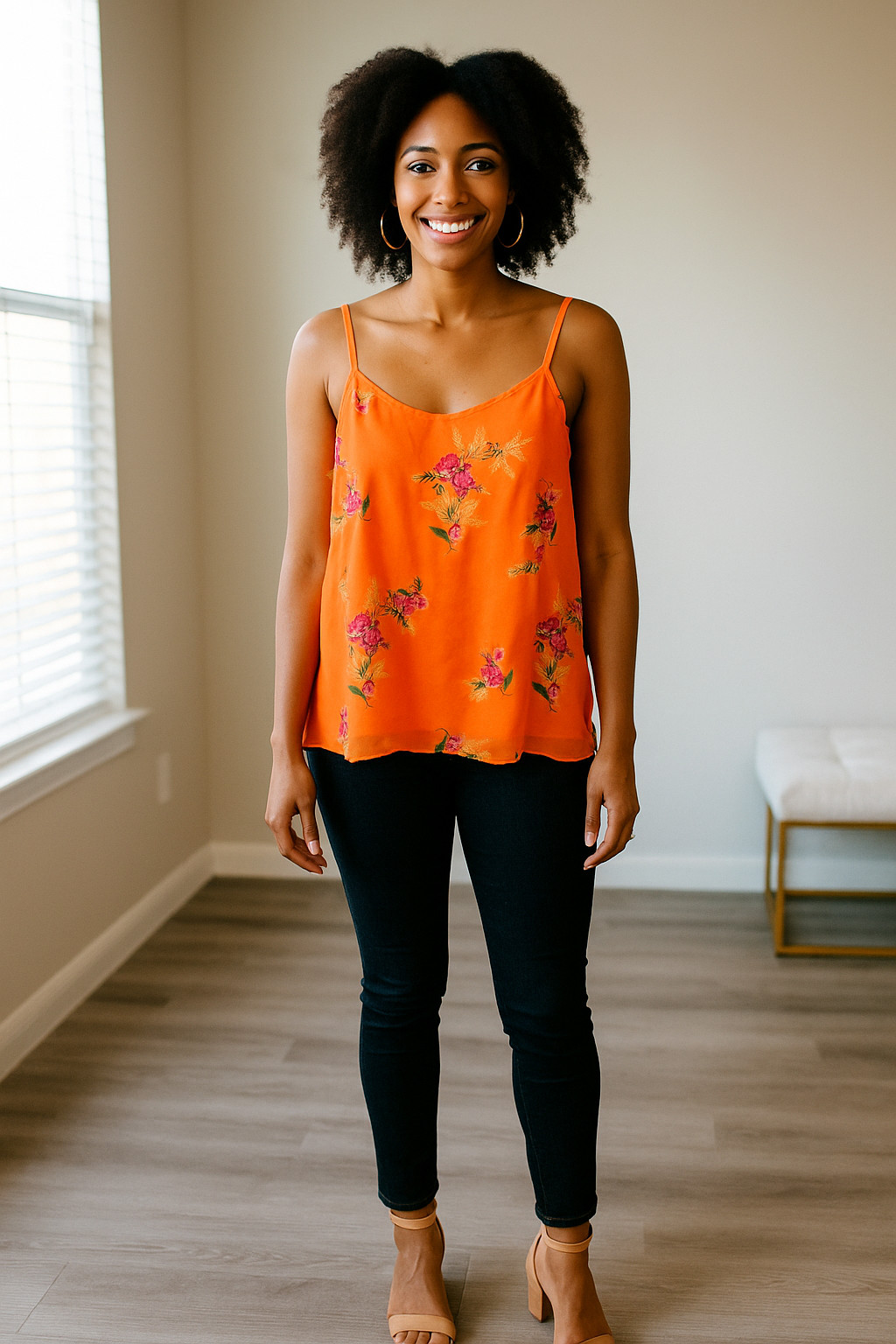 Torrid Halter Top Women 2 Orange Floral Layered Adjustable Strap Babydoll Artsy