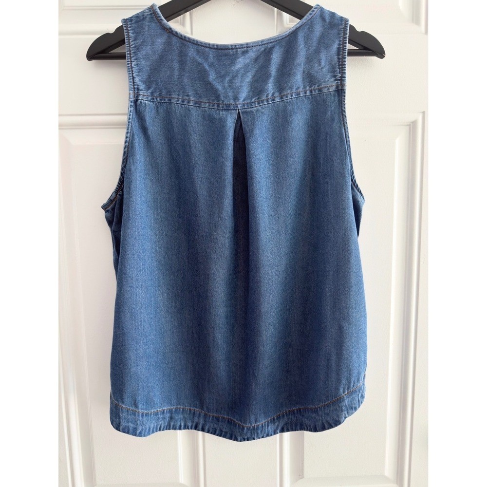 Velvet Heart Los Angeles Denim Sleeveless Side Button Tank Top Medium Wash L