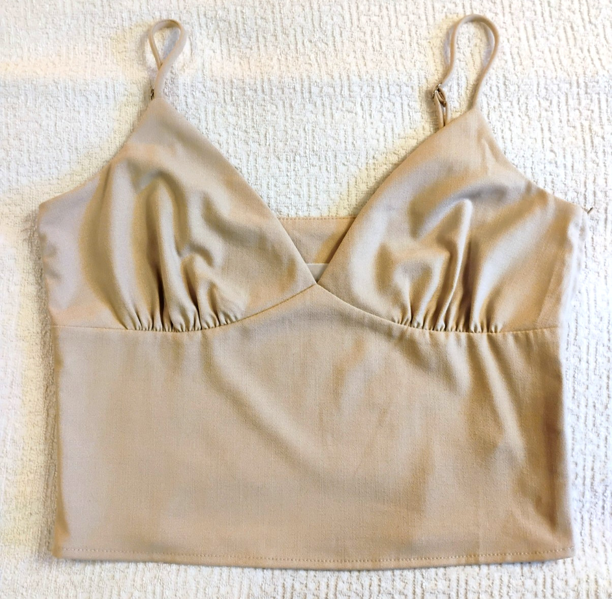 ⚫ Line and Dot Cami Cropped Tank Beige Side Zip Women’s Sz XS – EUC