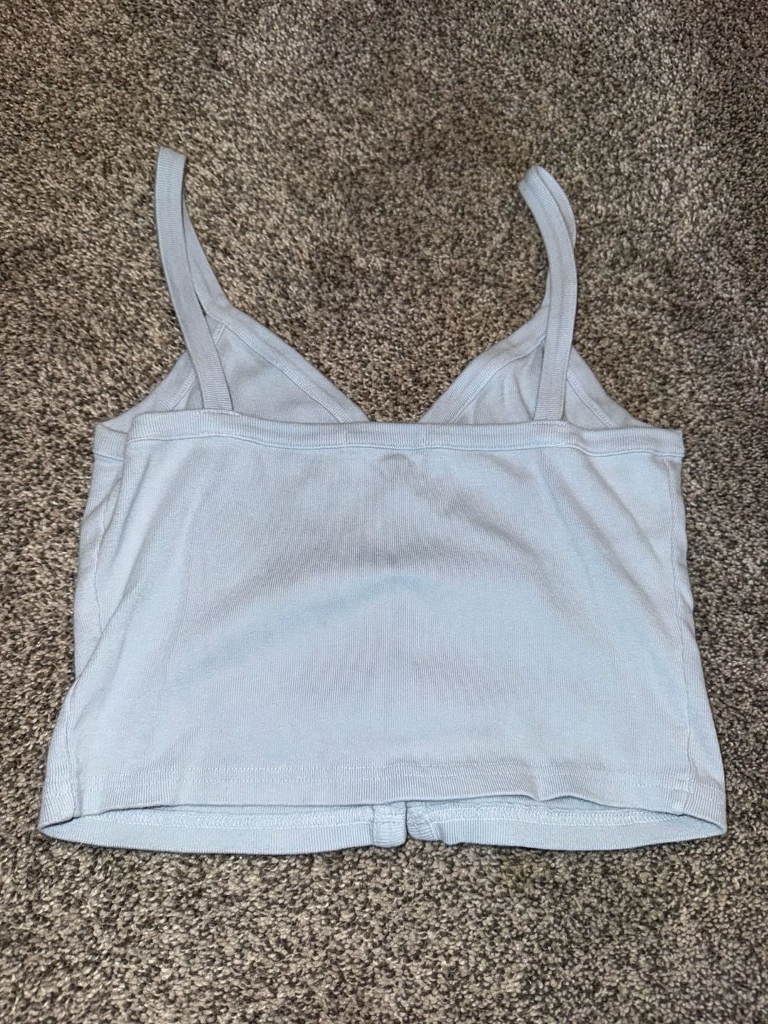 Brandy Melville Light Blue Ribbed Button-Down Tank Top