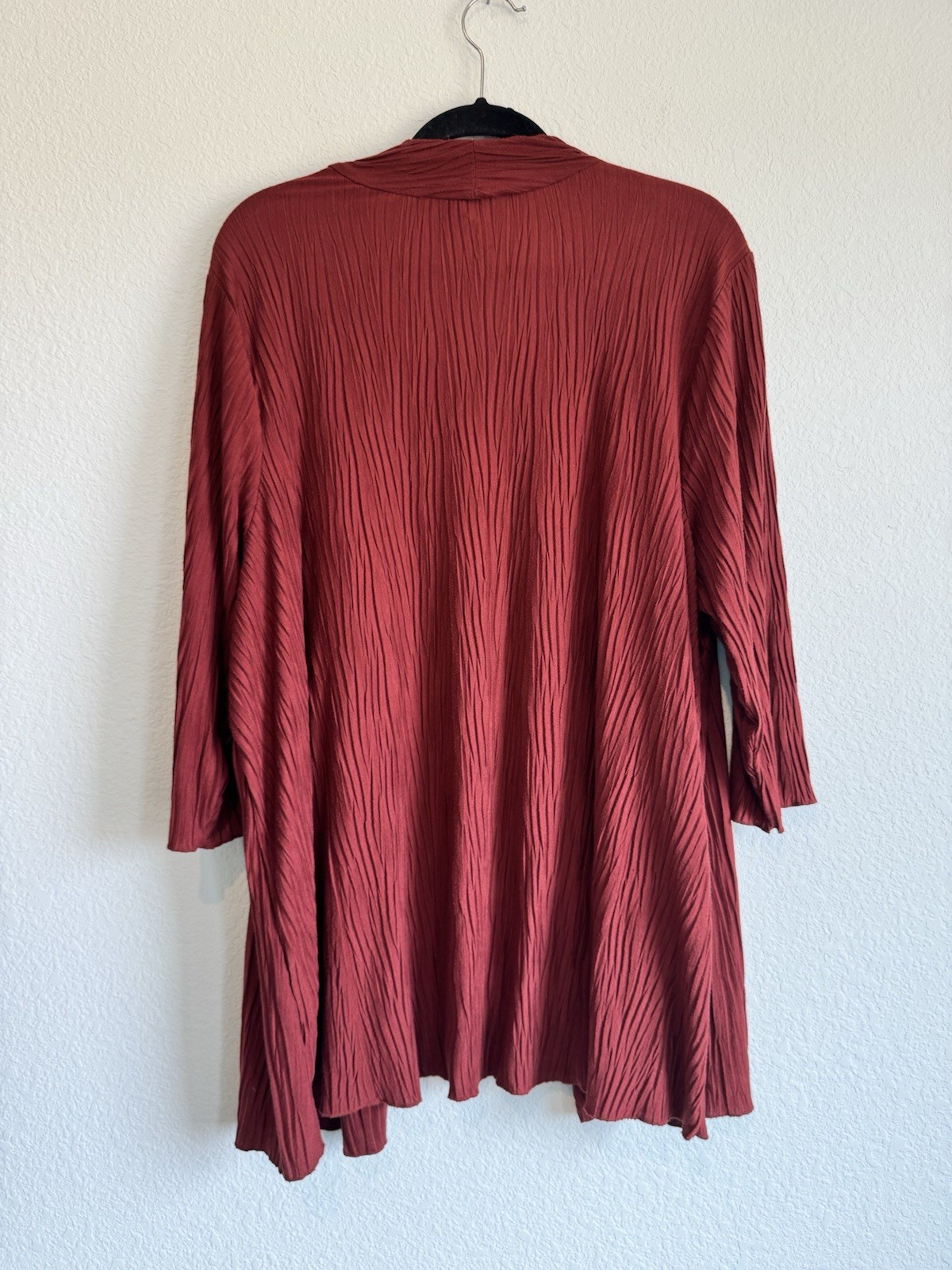 Any Wear by Catherines Red Blouse Attached Cardigan Crinkle Textured 2X