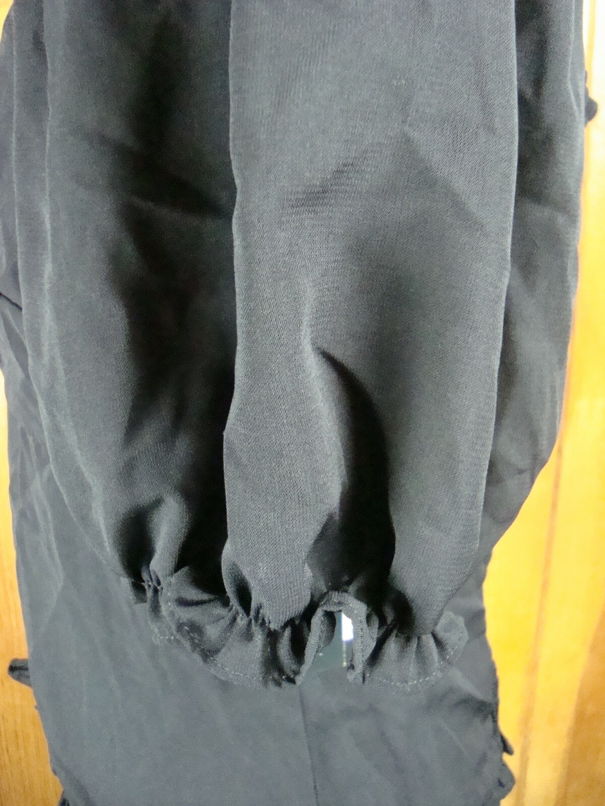 Ash & Violet Womens Black Pleated Pouf Square Neck Top – Black, Medium