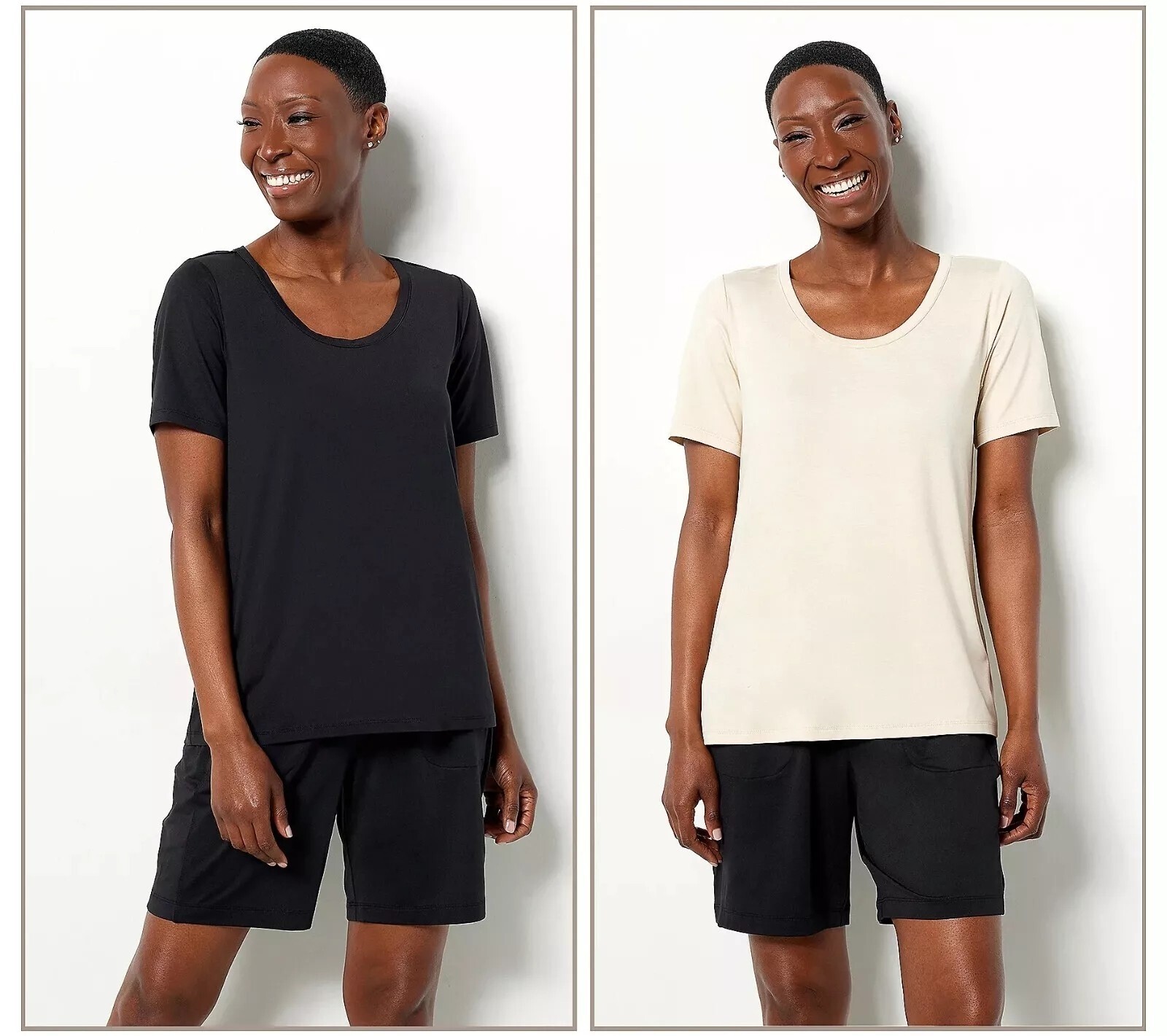 Zuda Z Cool 2 Pack Tees Set Women XXS Black Heather Sand Polyester Blend Top NEW