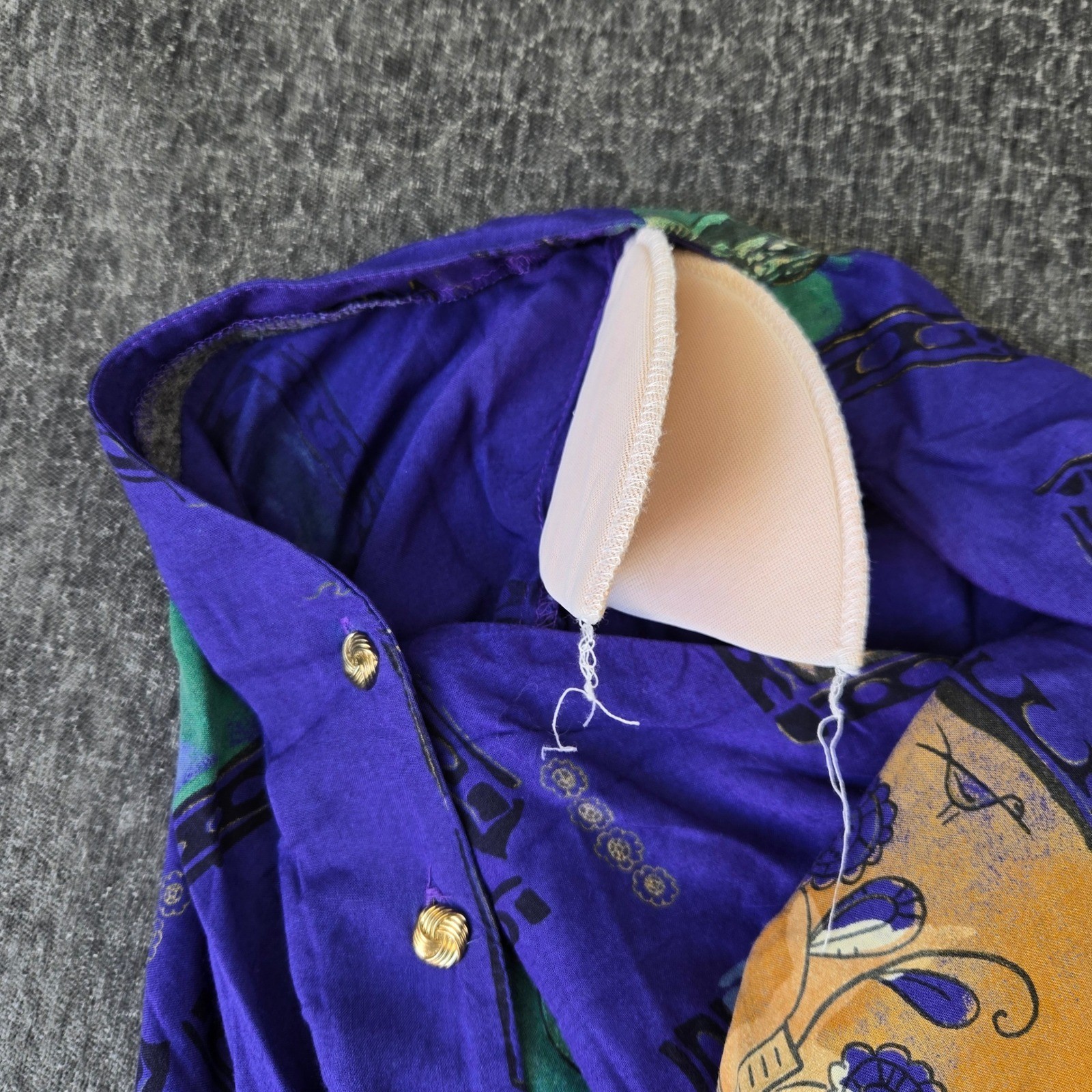 Vintage Plus Preferred Purple Abstract Button Up Shirt Women 24W Shoulder Pads