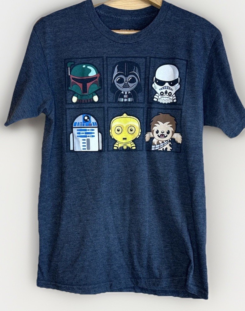 Star Wars Chibi Graphic Tee Womens Medium Darth Vader Boba Fett R2-D2