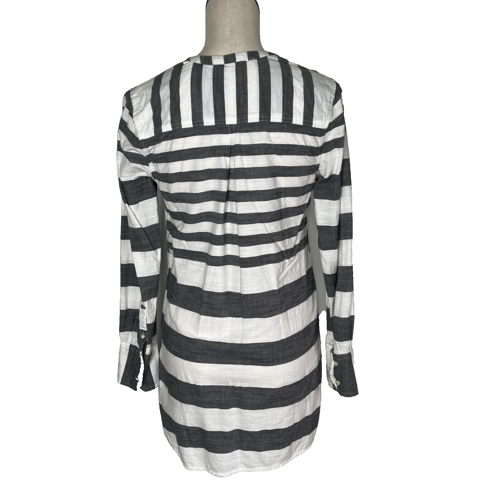 Merona Women’s Striped Cotton Boho Tunic Top Size M Coastal Beachy Blouse