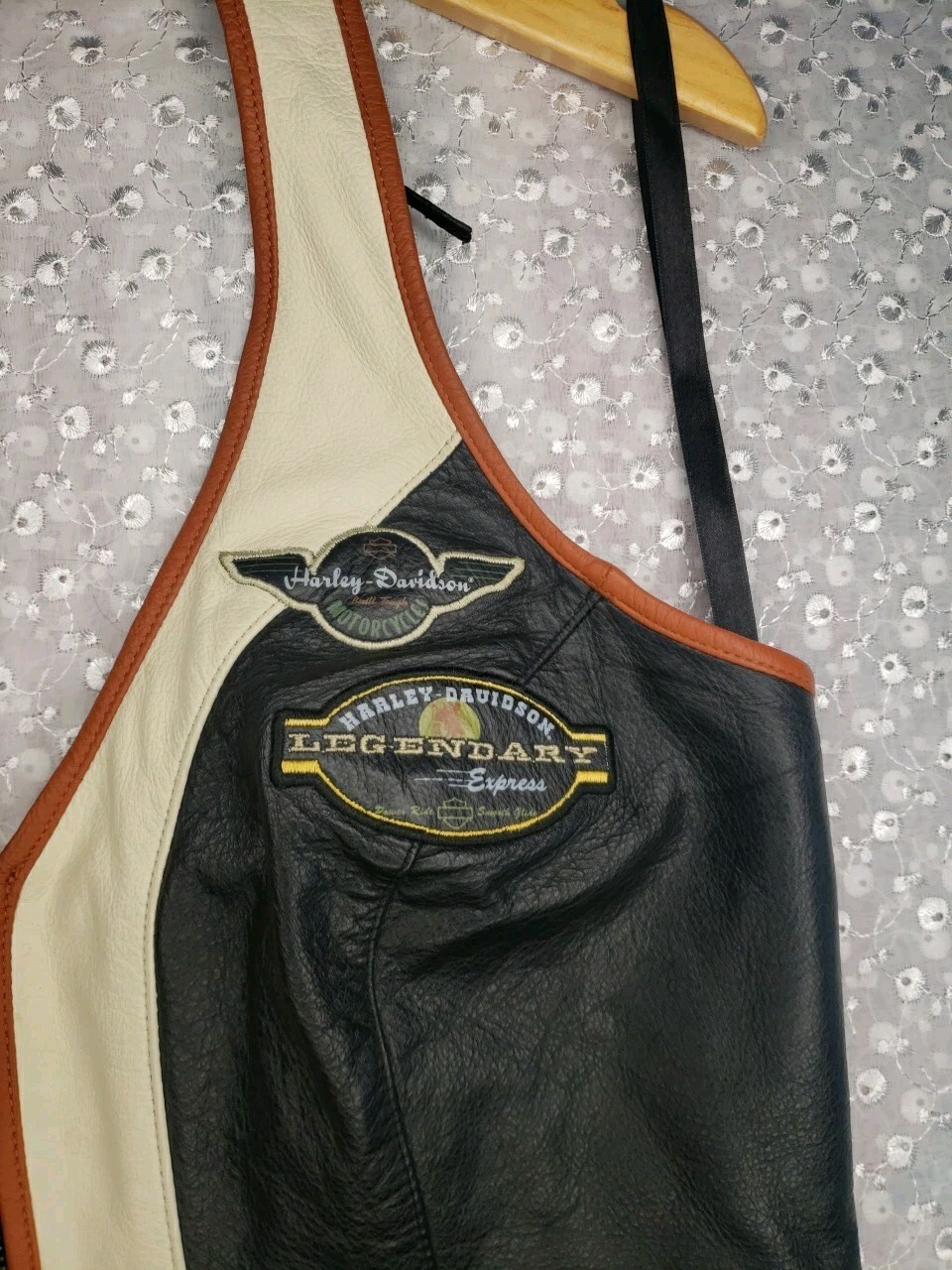 Harley Davidson Legendary Leather Halter Corset Laced Top Shirt Womens Large