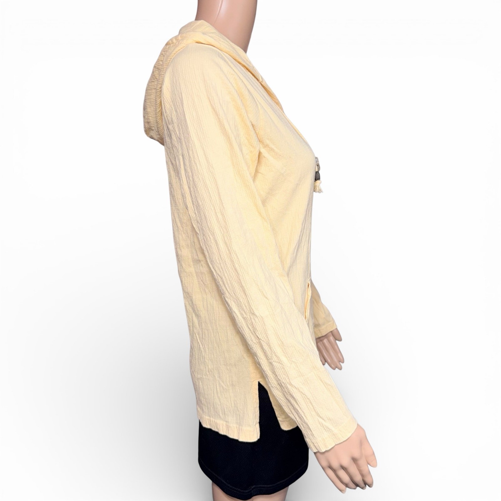 Artisans Womens Hooded Shirt Top Pullover Long Sleeve Lightweight Yellow Small
