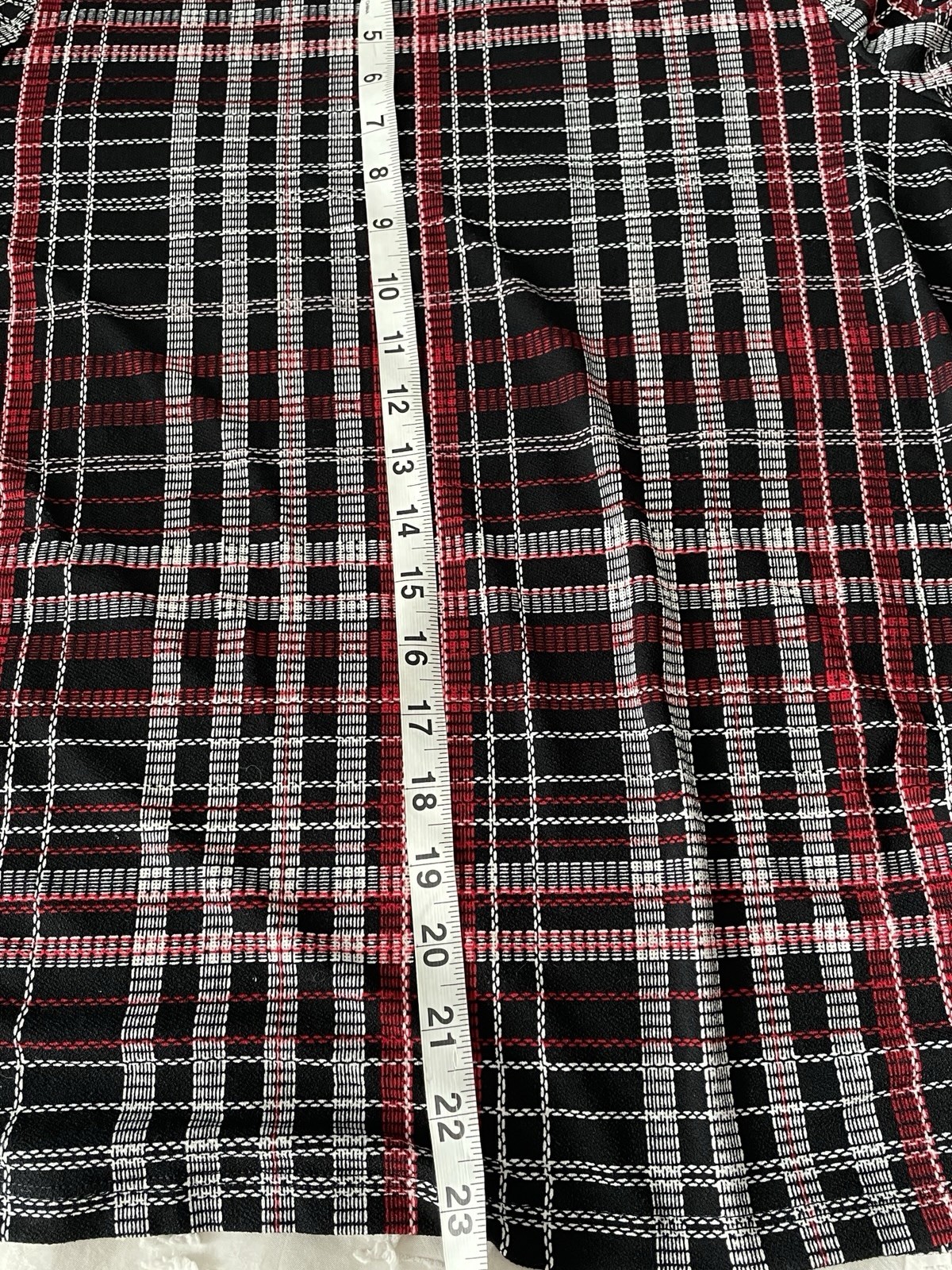 Charter Club Holiday Plaid Jersey Knit Bow Bell Sleeve Top Black Red White PL