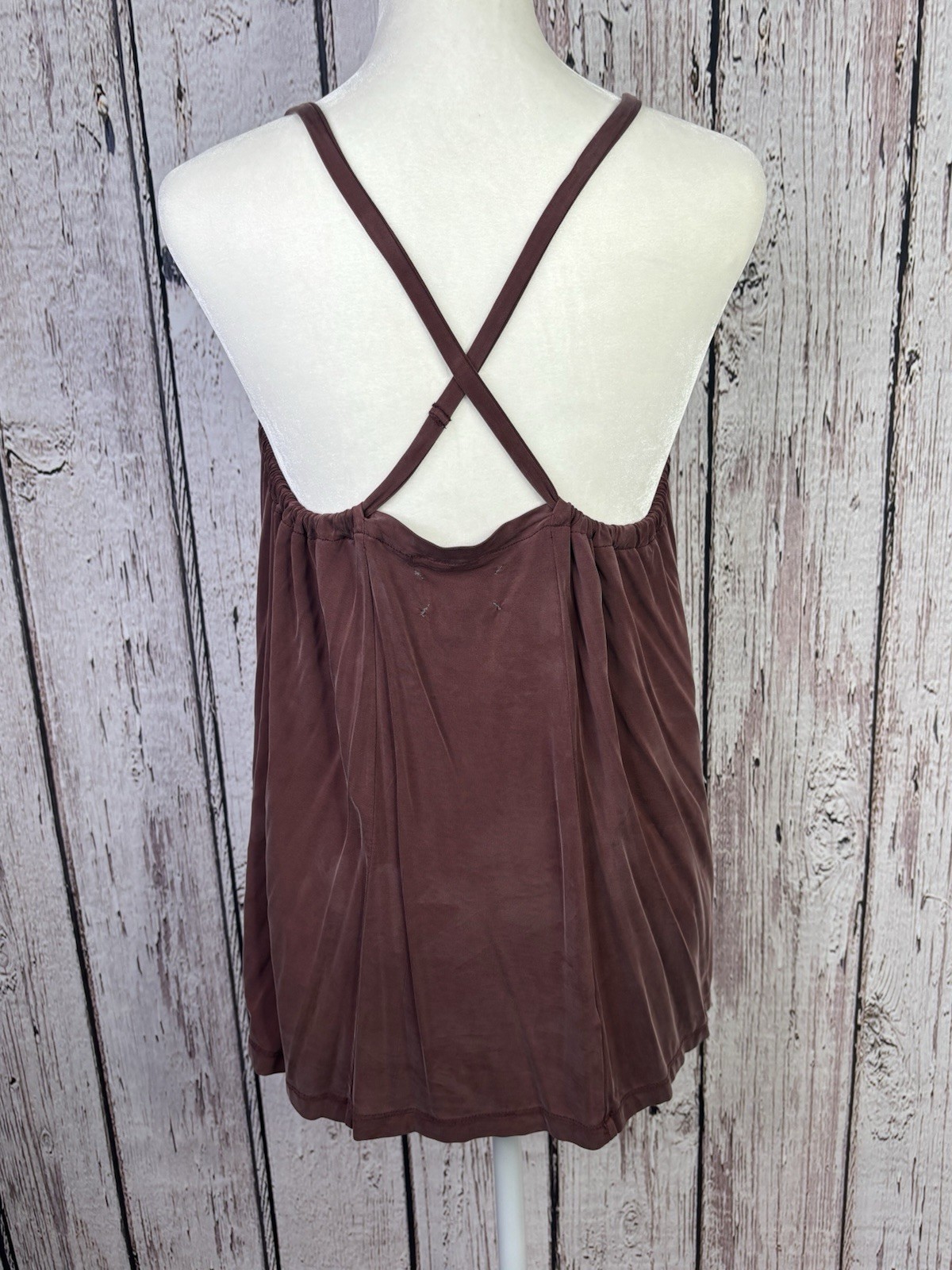 Lou&Grey From LOFT Fluid Peachy Soft Crossback Cami Brown Size Small Drape Tank