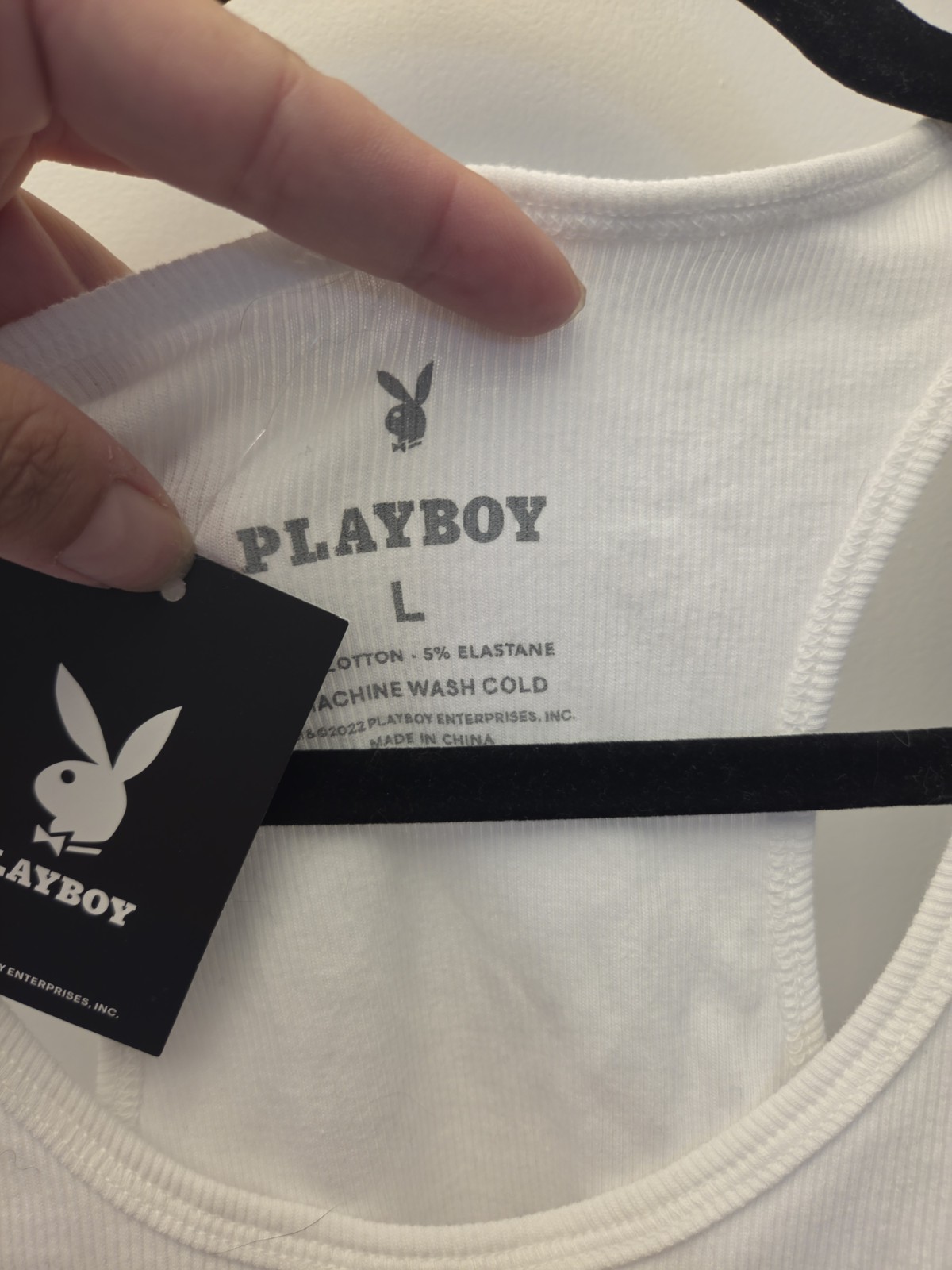 NWT Playboy Tank Top Women Bunny AOP Cropped Scoop Neck Bunnies Have More Fun