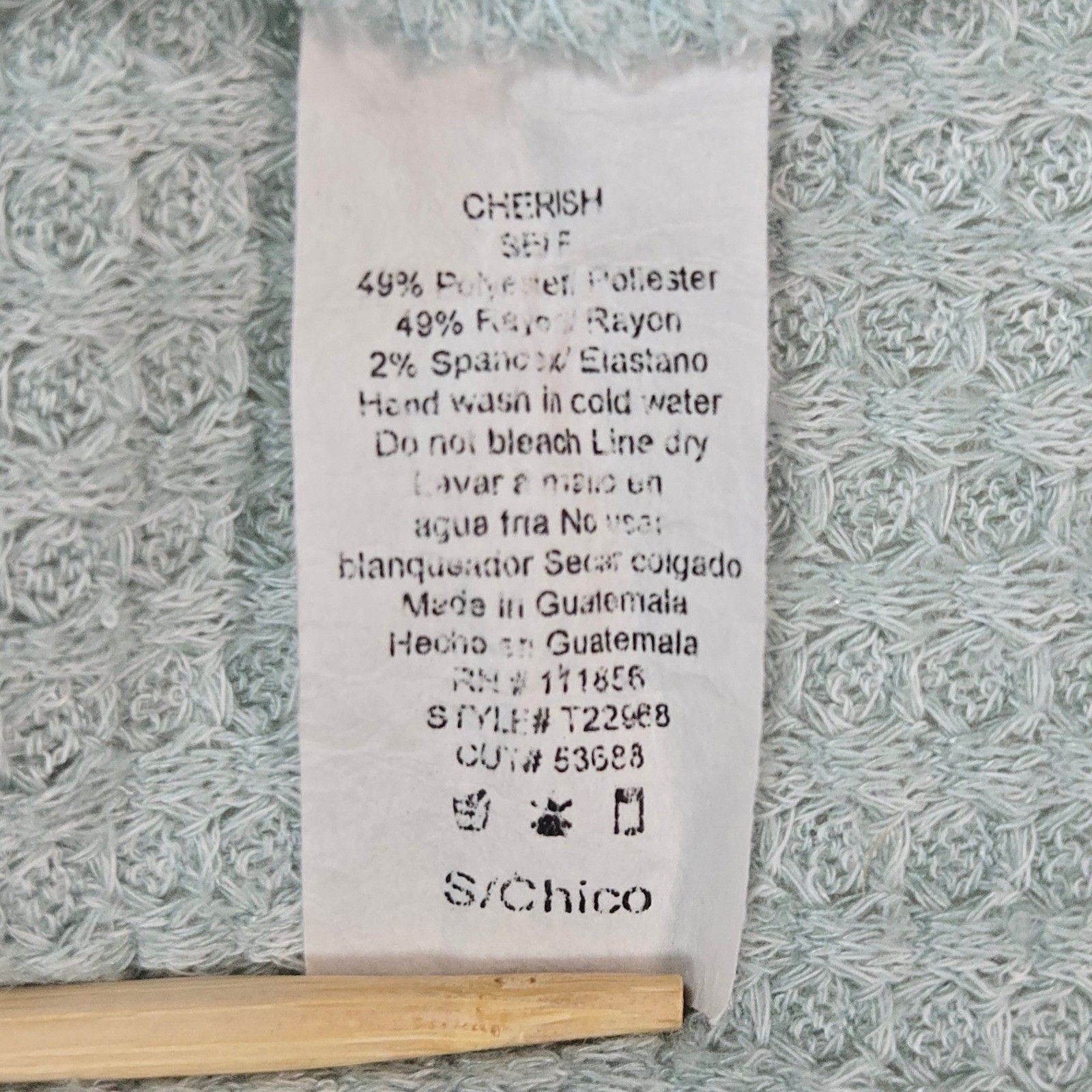 Cherish Waffle Knit Top Womens Small Blue Short Sleeve Pocket High Low Relaxed