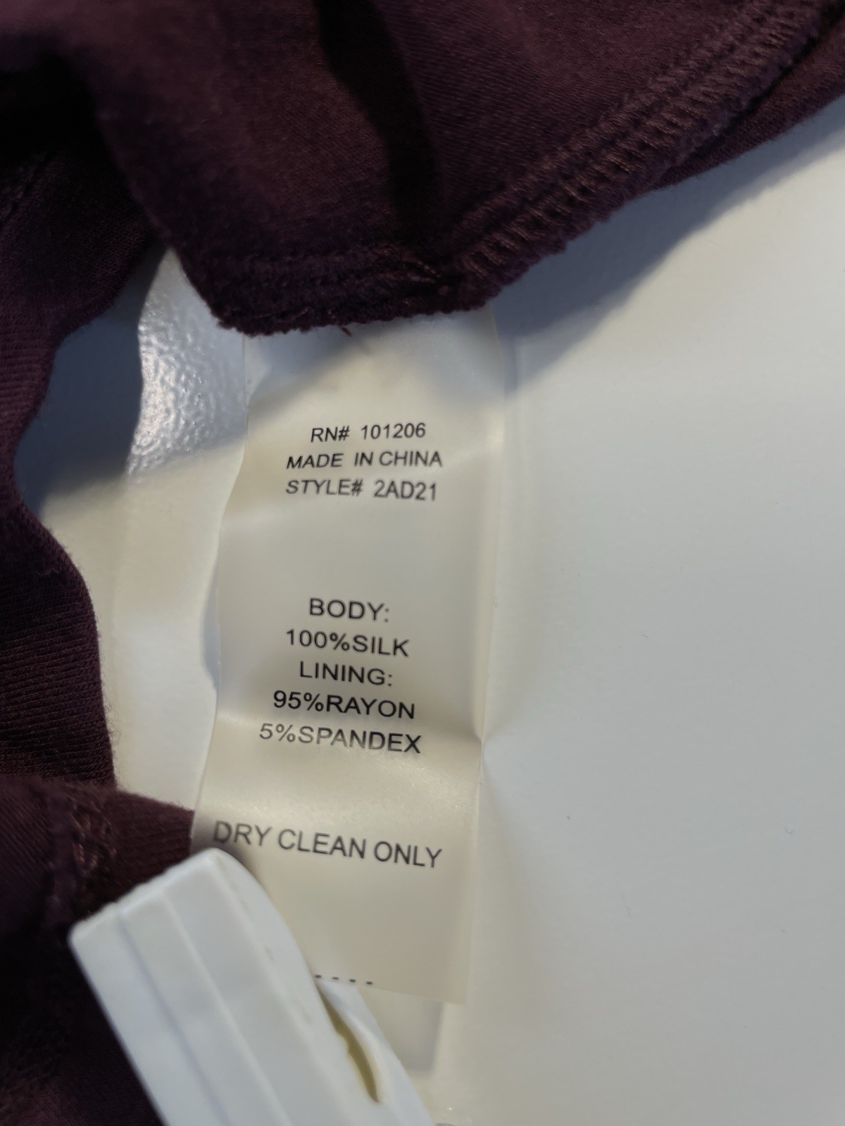 Soft Surroundings Silk Sheer Layer w/ Lining Burgundy Long Sleeve Top Size Large