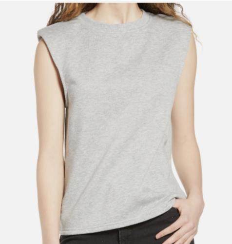 Vero Moda Top Gray Natalie Shoulder Pad Sleeveless Sz XS NEW NWT N198