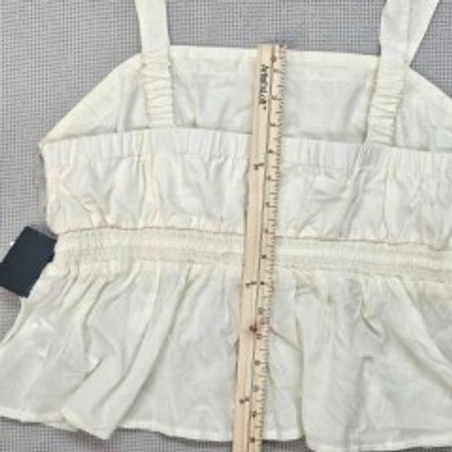 Celebrity Pink Embroidered Peplum Tank Top Cream White Square Neck Drawstring XL