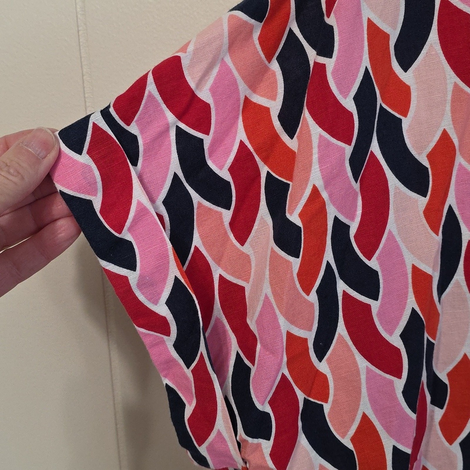 Charter Club Pink and Blue Patterned Linen Blouse Womens XXL