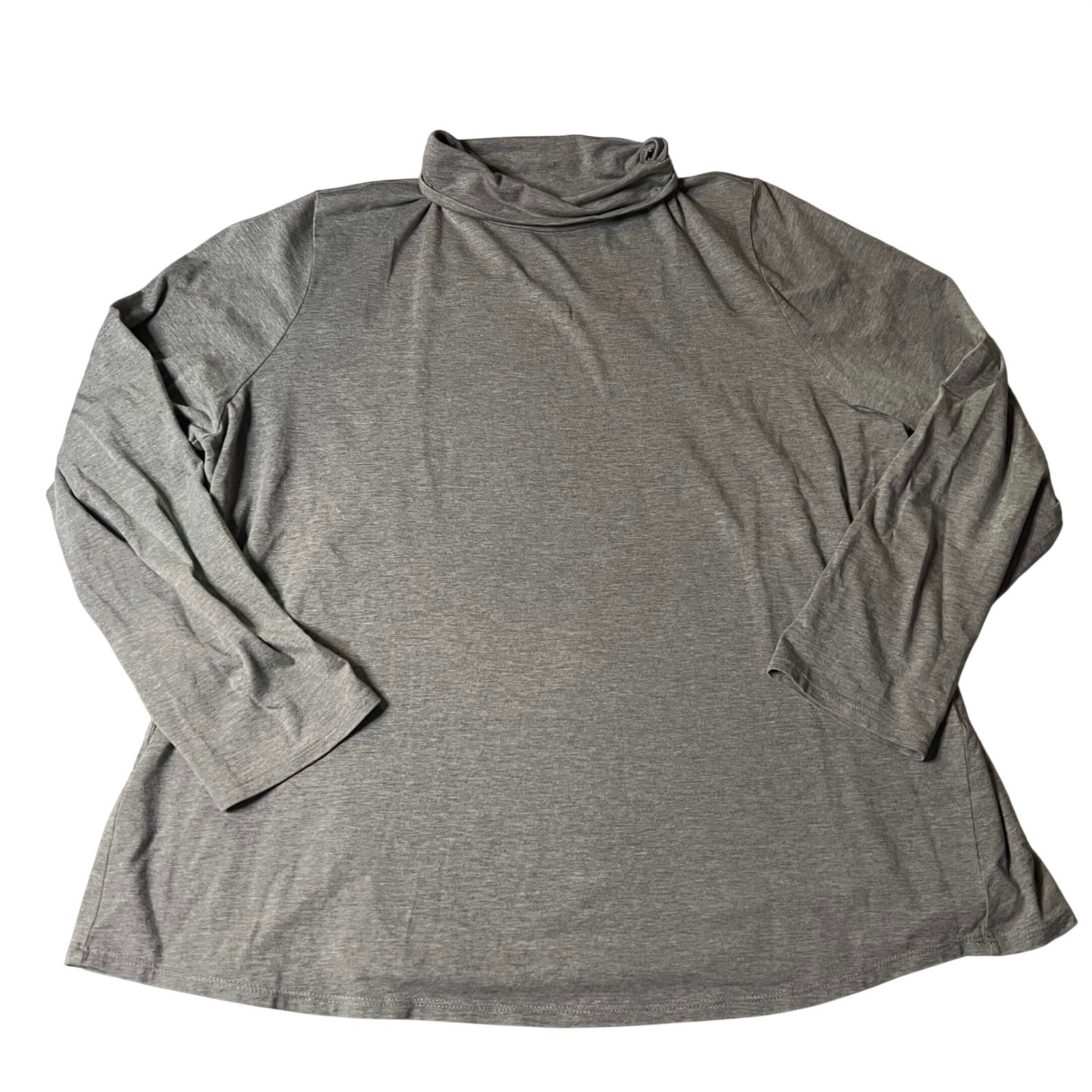 J. Jill Luxe Supima Shirttail Turtleneck Top Gray XL Petite Long Sleeve Cotton