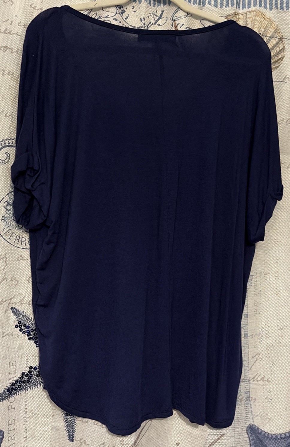 Coin 1804 Plus Size 2X Navy Blue Shirt NWT $35 Rolled Sleeve “Mix & Match”