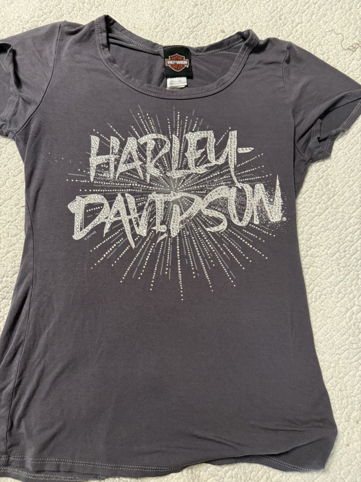 Harley-Davidson Open Neck Grey with blast of sparkle Small Women’s Shirt