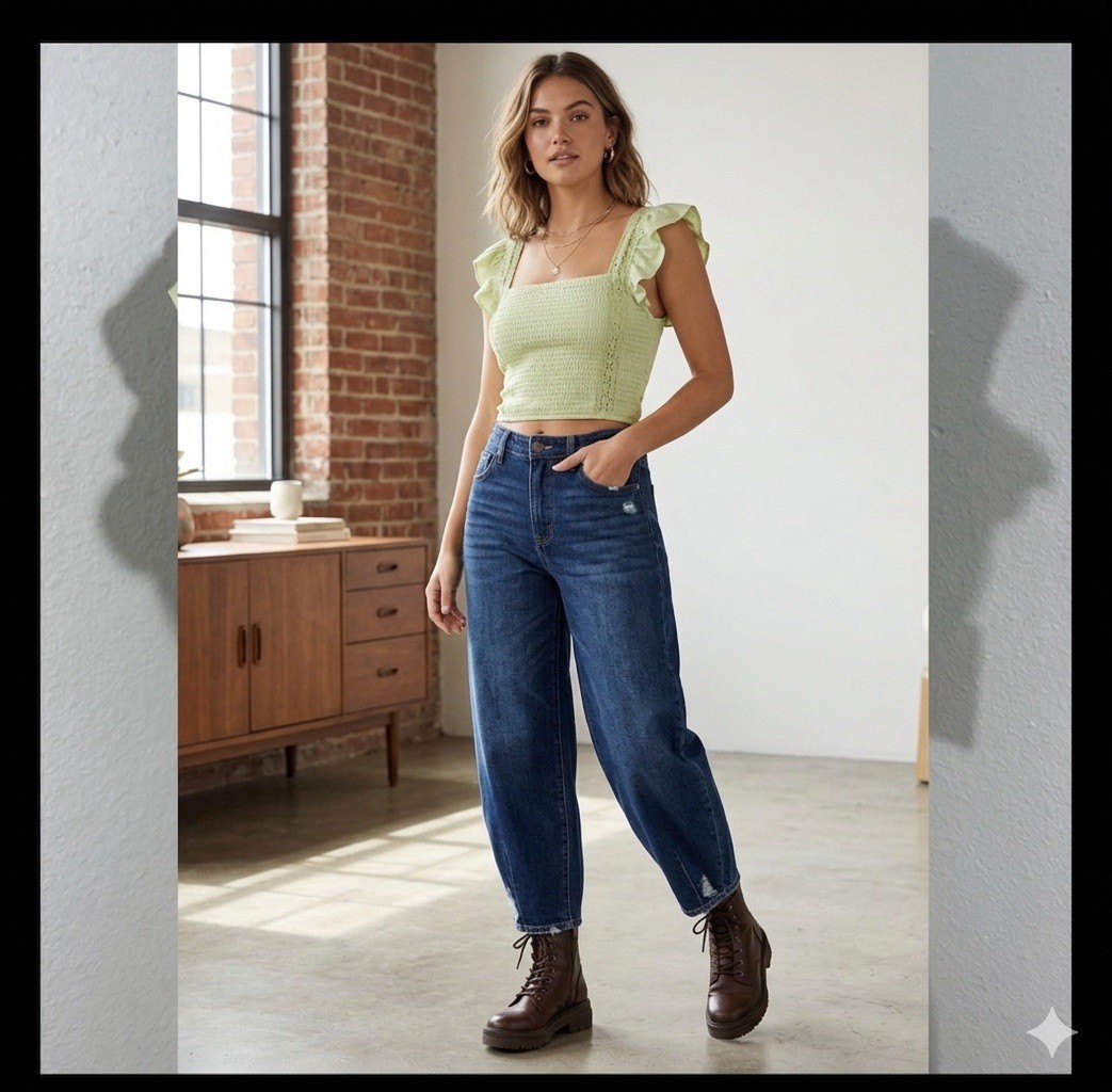 So Crop Top Womens Extra Small Green Cinched Ruffle Sleeves 90s Y2K