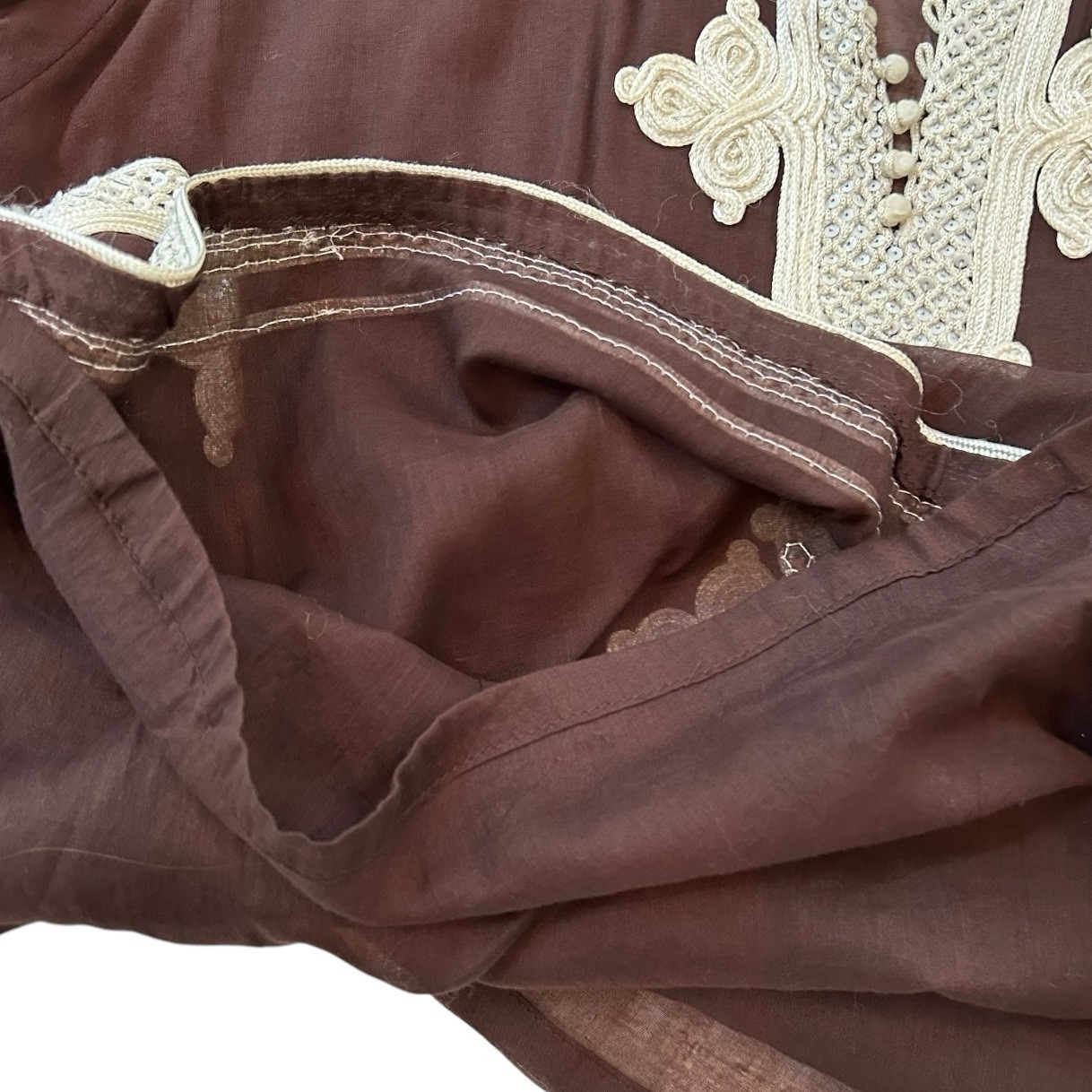 TAJ By Sabrina Crippa Tunic Top Cover Up X-Large Embroidered Brown Sequins $399