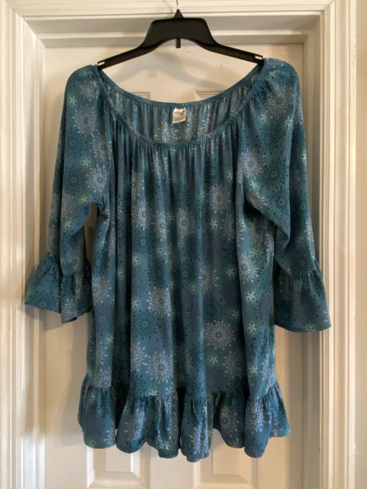Terra & Sky Women’s 3/4 Sleeve Scoop Neck Multicolored Blouse Size 2X (20W-22W)