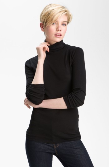 Splendid L72734 Black 1×1 Classic Long Sleeve Turtleneck Pullover Size XL