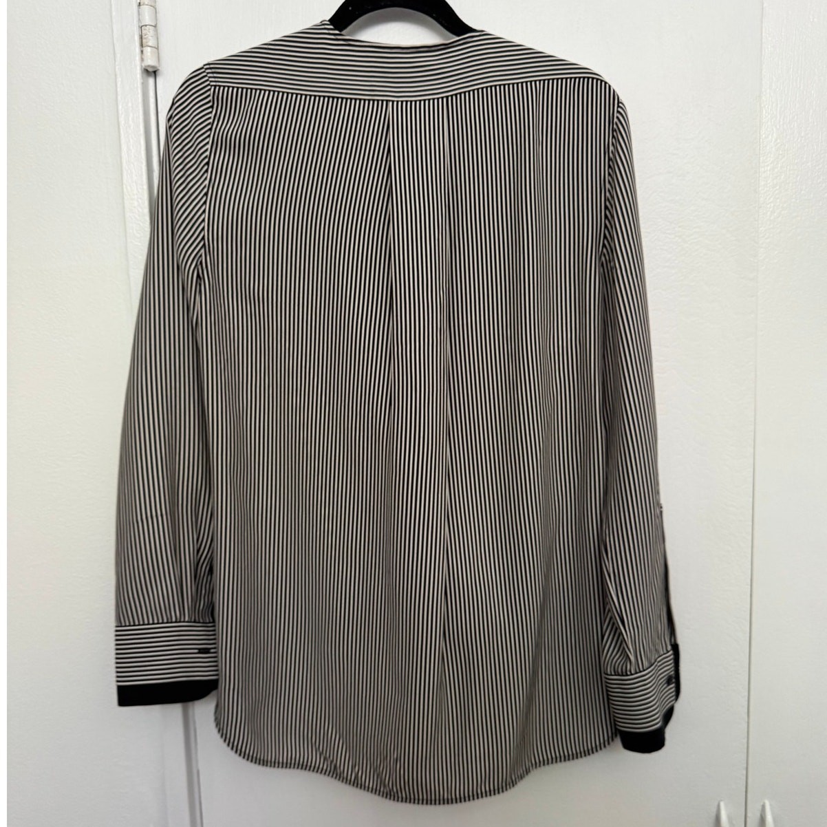 Rag & Bone Victor Blouse 100% Silk Black White Stripe Size Medium
