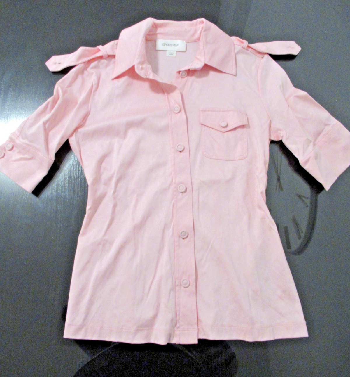 Sportmax Top Blouse Shirt Tunic Women Button Down Short Sleeve XS S
