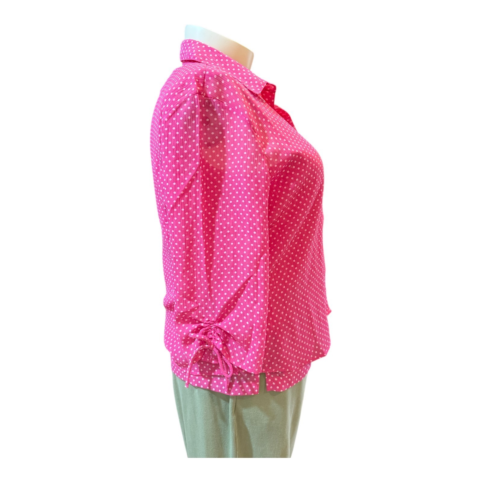 Draper’s & Damon’s Sz PXL Pink Polka Dot 3/4 Sleeve Top Set (Tank & Button-Up)