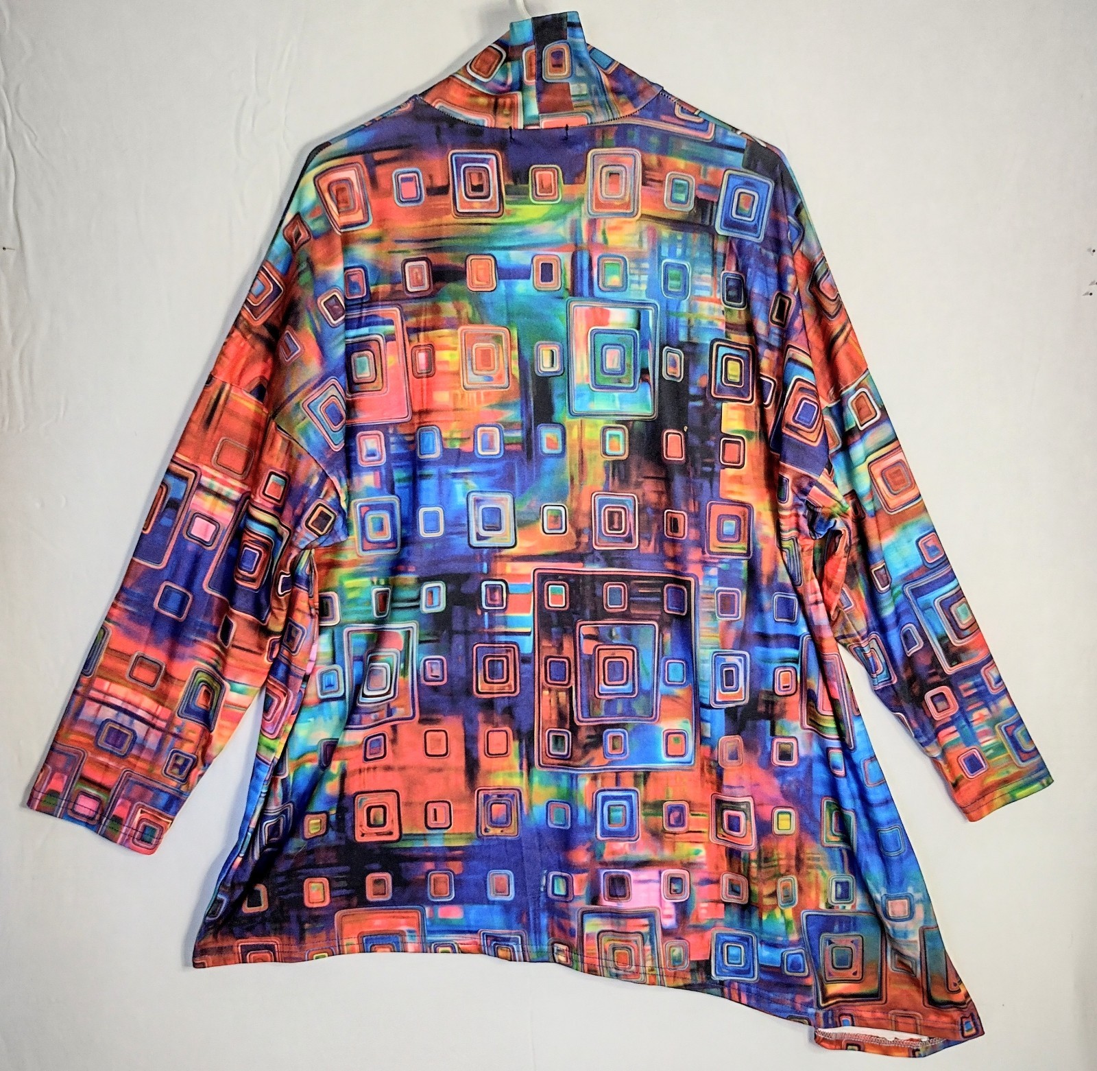 Scacto Women Size XL Top Drop Side Long Sleeve Turtle Neck Multi Color Geometric