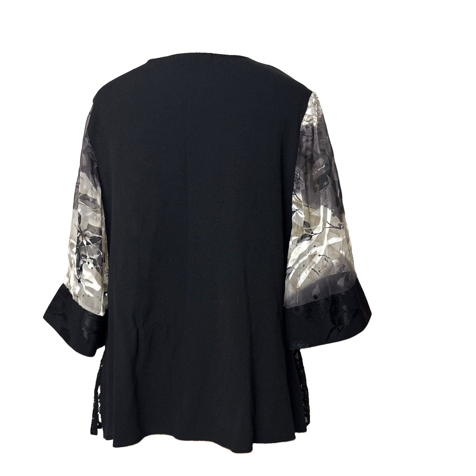 Violet Kay / Spencer Alexis Size L Black Ivory Mixed Fabric Topper Jacket blouse