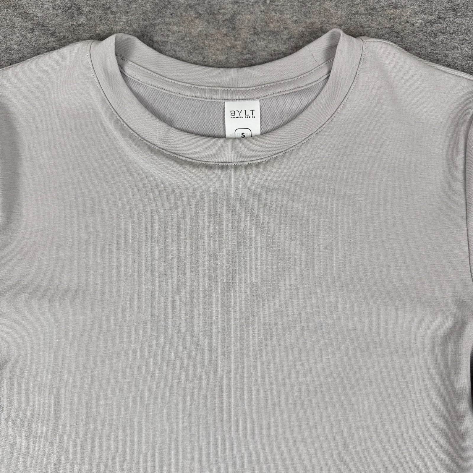 BYLT Premium Basics Drift Long Sleeve Shirt Fitted Gray Womens Small S