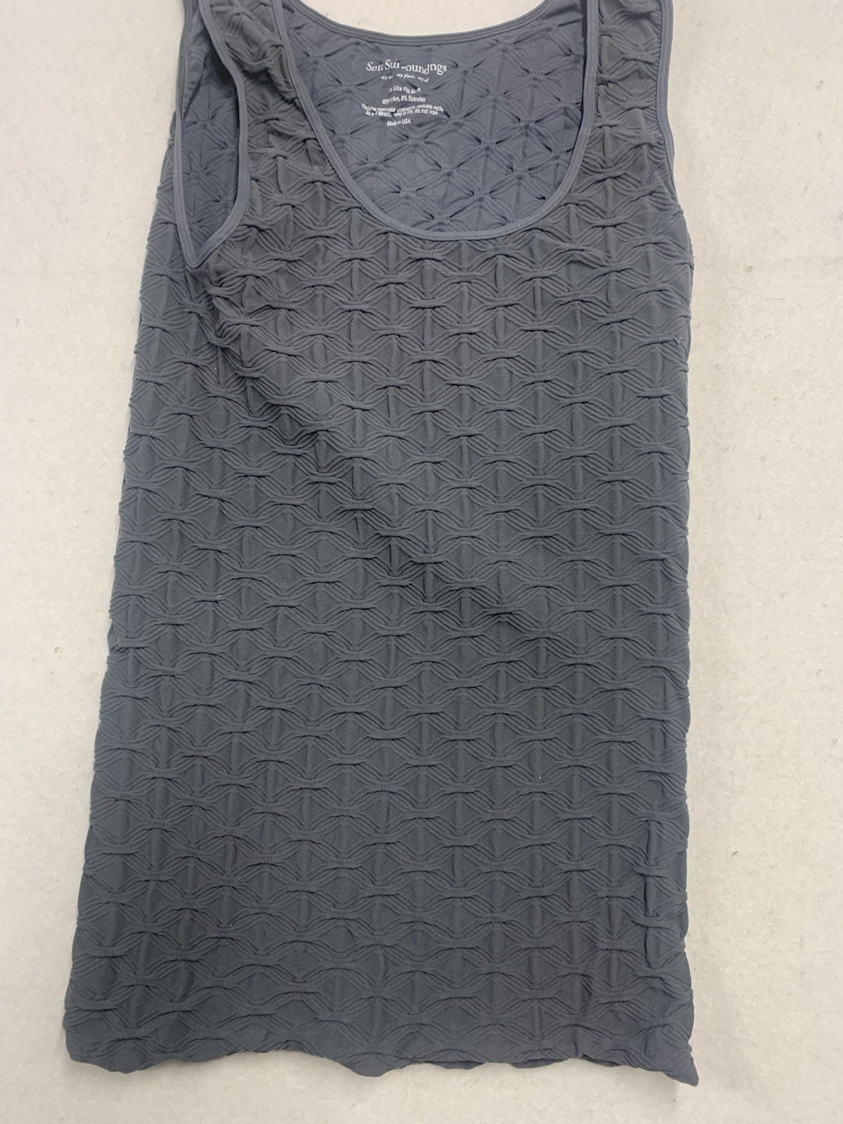 Soft Surroundings Tank Top OS Stretch Textured Jacquard Gray Scoop Neck USA