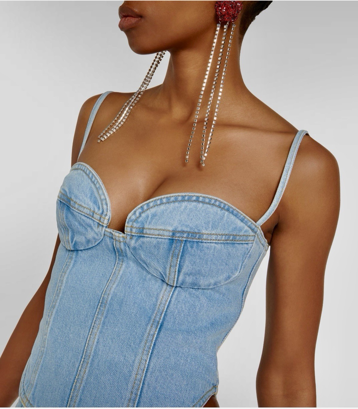 Magda Butrym Denim Corset Top Sz 36 Made In Poland