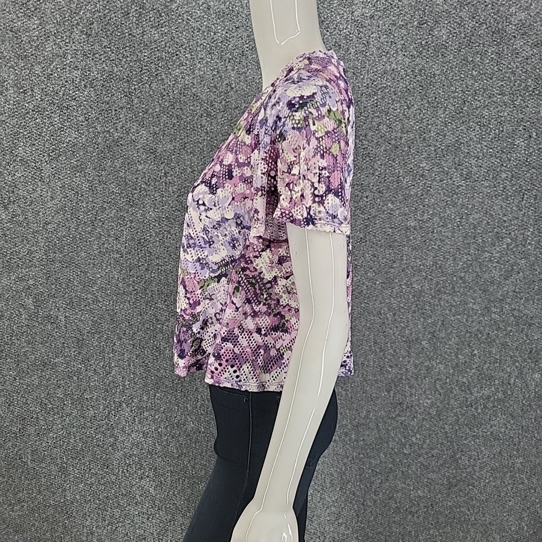 Womens Printed Button Dressy Cropped Shrug Top XX-Small Sz Lilac Coverup